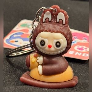 BAG CHARM Sweet Heart Labubu on Rocking Horse Brown Keychain